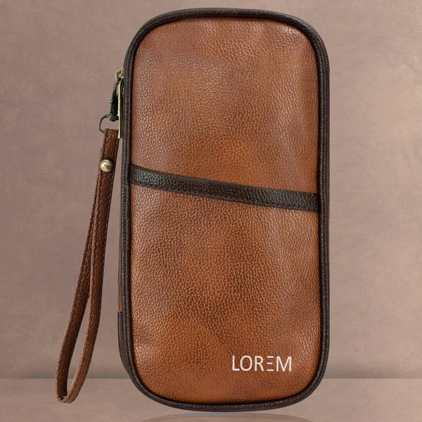 Tan & Brown Faux Leather Family Passport, Cards, Cheque Book Holder/Organizer - HalfPe