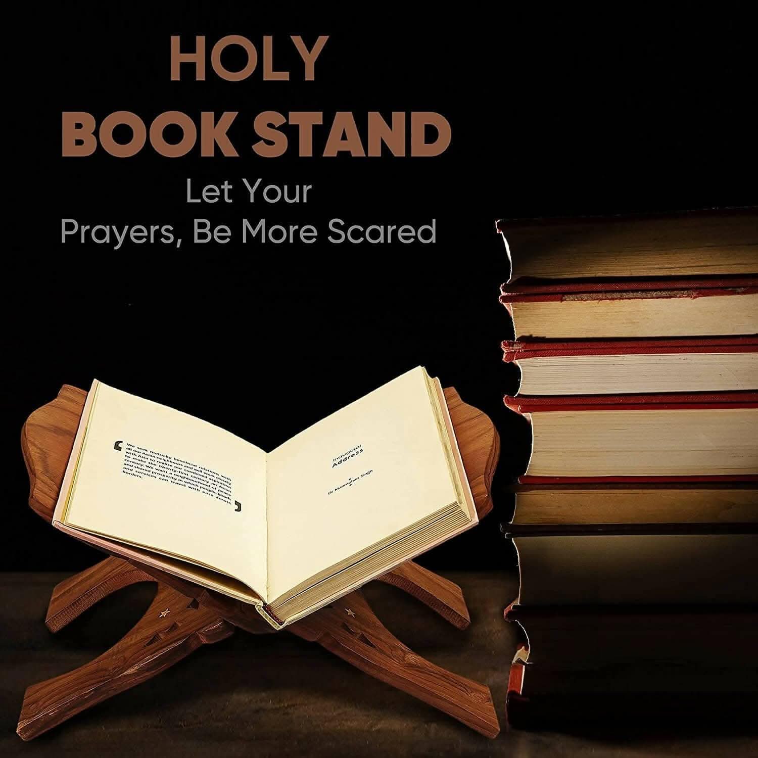 Santarms Wooden Foldable Book Stand Rehal for Reading (10 inches) - HalfPe