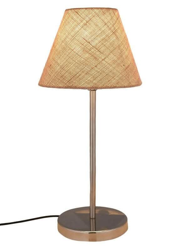 Metal Table Lamp With Brown Jute Shade - HalfPe