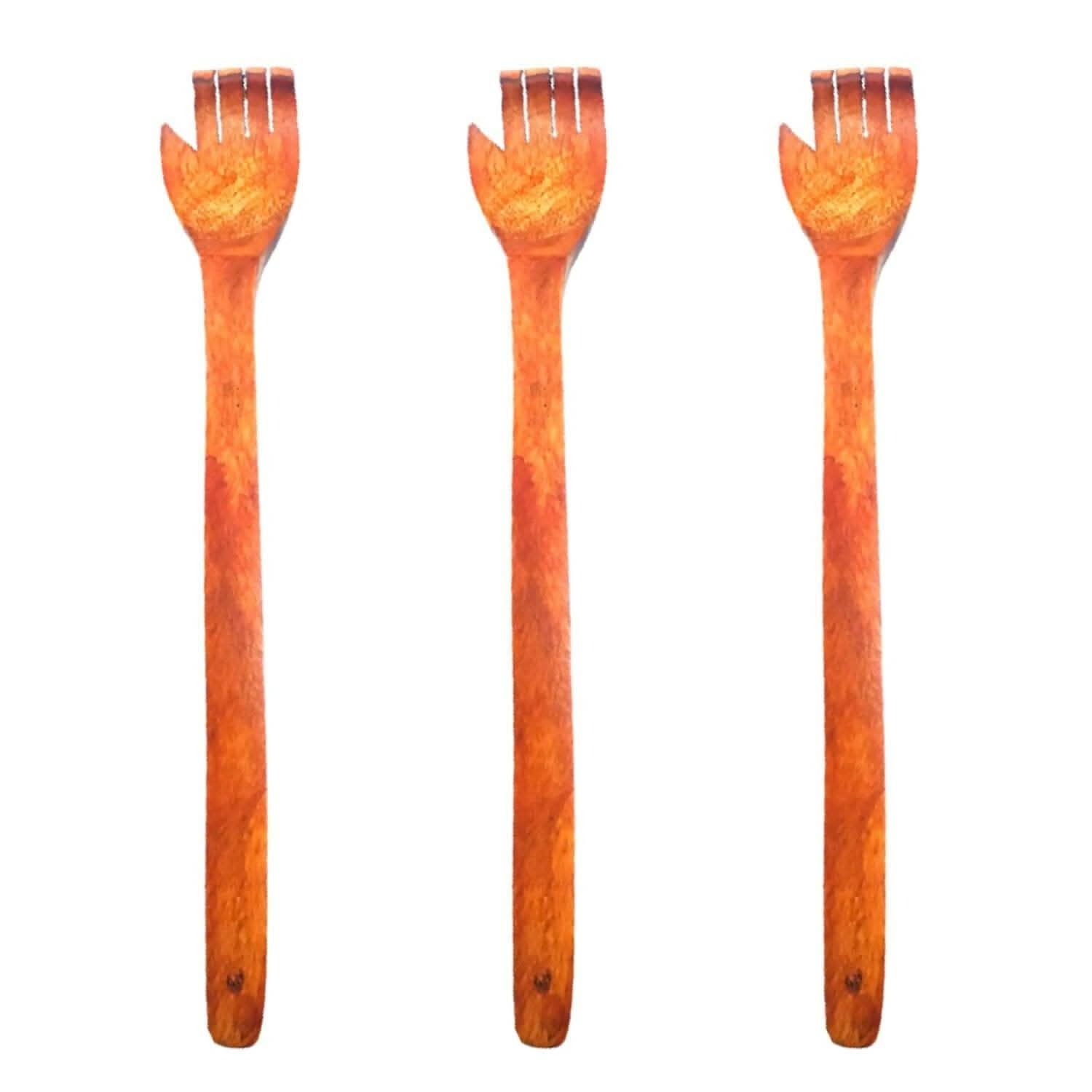 santarms wooden back scratcher itching hand stick (Pack of 3) - HalfPe