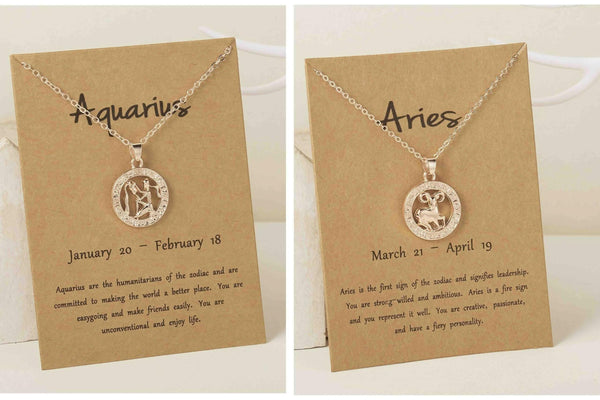 Pinapes Zodiac Combo Aquarius And Aries Constellation Pendant, Elegant Chain Necklaces Letter Horoscope Necklace - HalfPe