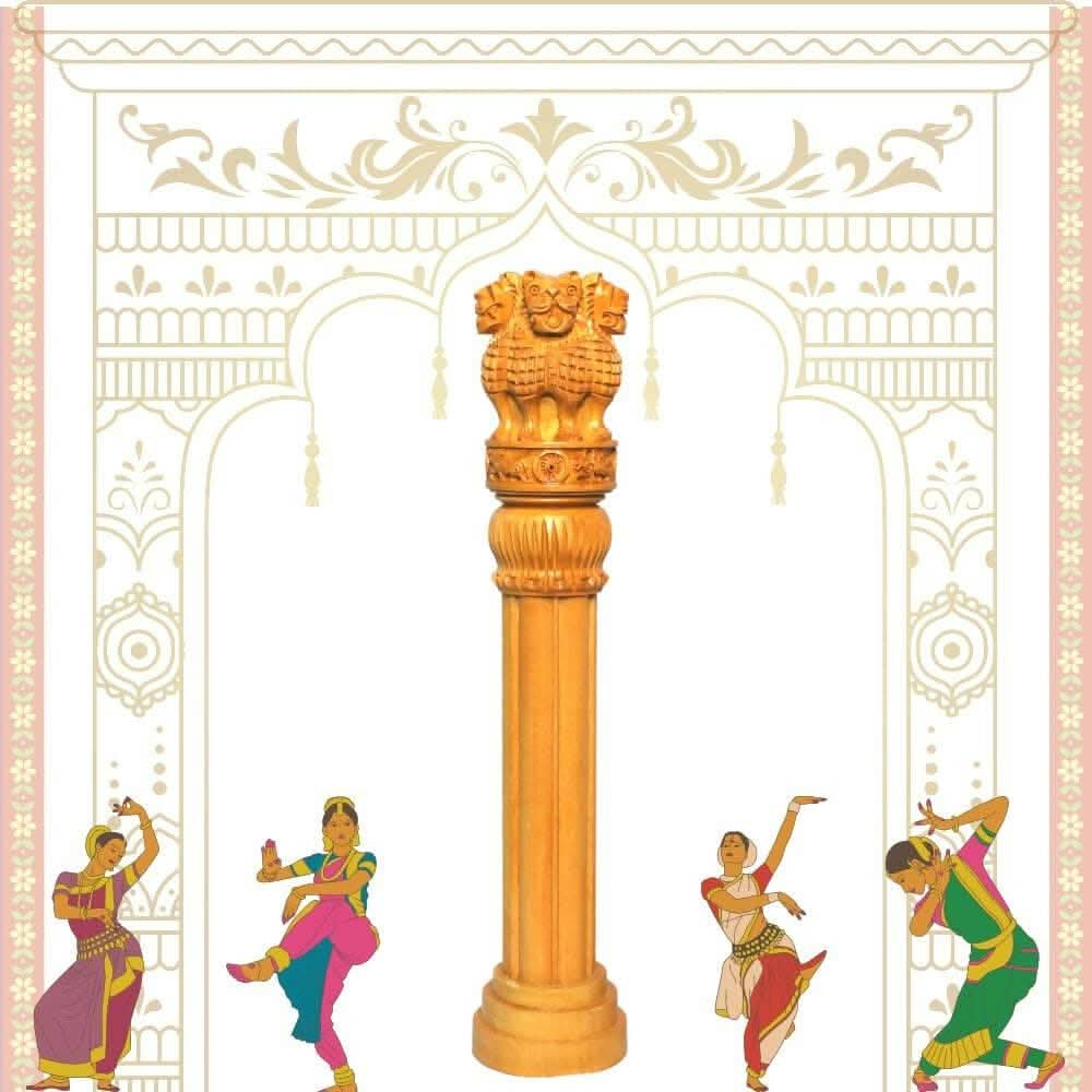 santarms Wooden Ashoka Pillar for Advocate Table (8 Inches) - HalfPe