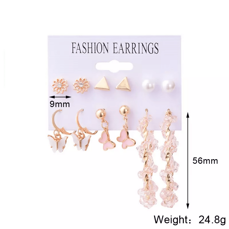 Pinapes Design Earrings for Women and Girls (Set of 6) - HalfPe