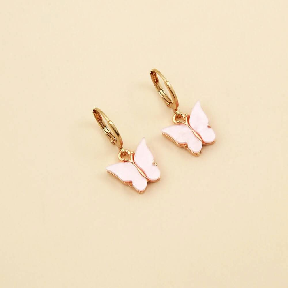 Pinapes elegant butterfly gold plated clip-on earrings for women and girls(baby pink, 2 pairs) - HalfPe