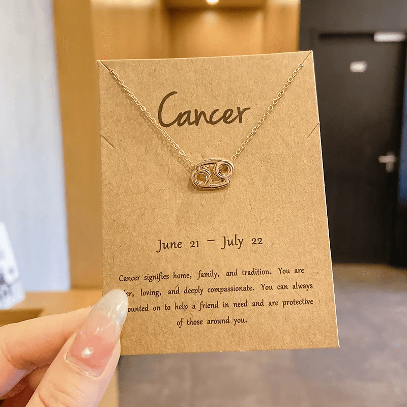 Pinapes Zodiac Star Sign Constellation Jewellery Necklace Pendant for Women and Girls cancer - HalfPe