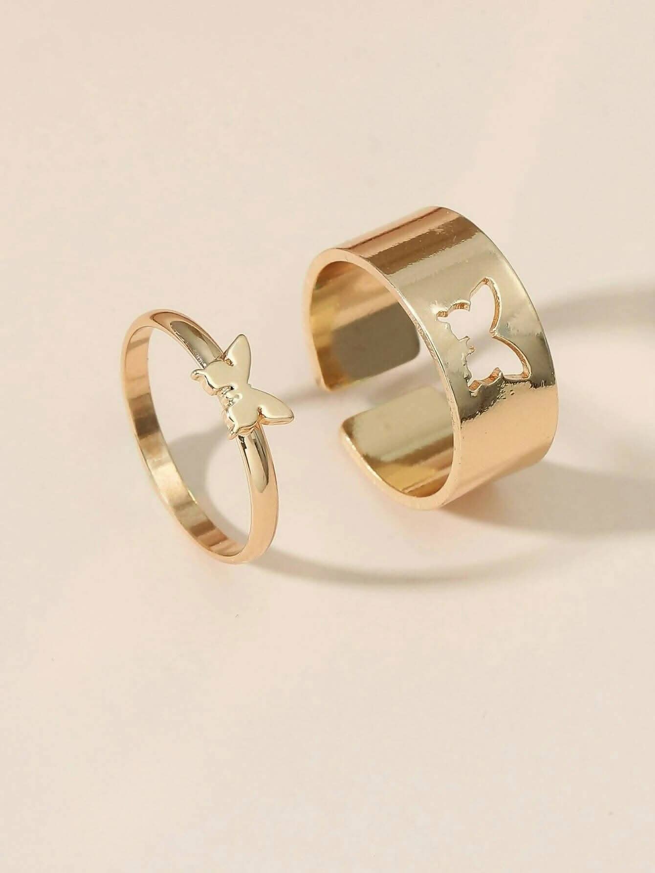Pinapes Stylish Butterfly Couple Rings – HalfPe - Main Image