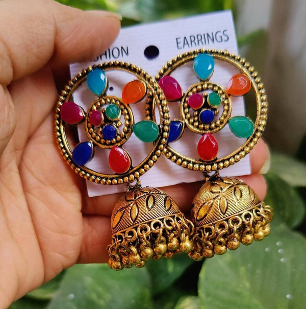 Pinapes Handcrafted wheel shape Jhumka Earrings for a Stunning Look (Set of 2) - HalfPe