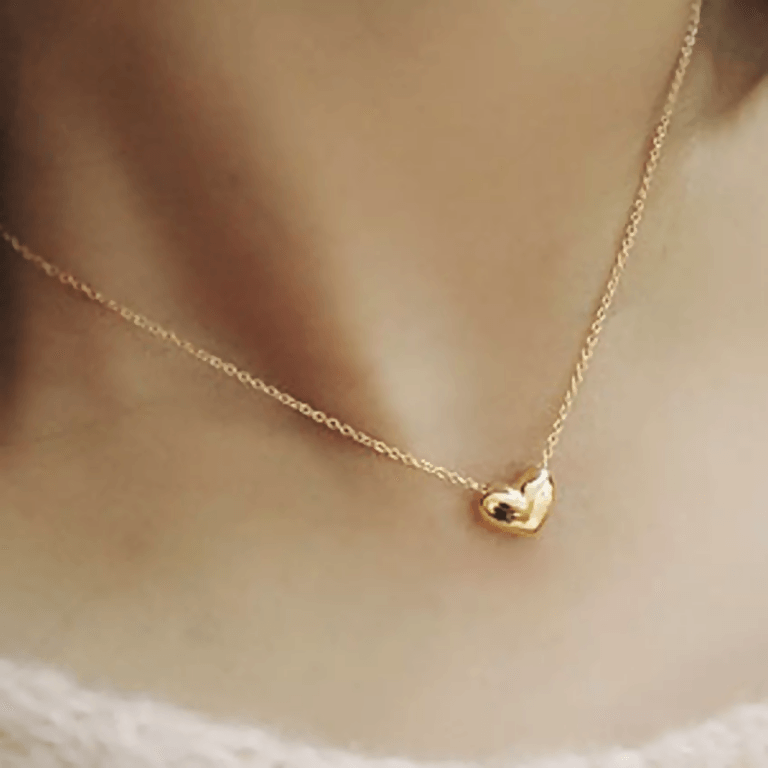 Pinapes Heart Shape Necklace Golden Chain Pendant for Women and Girls - HalfPe