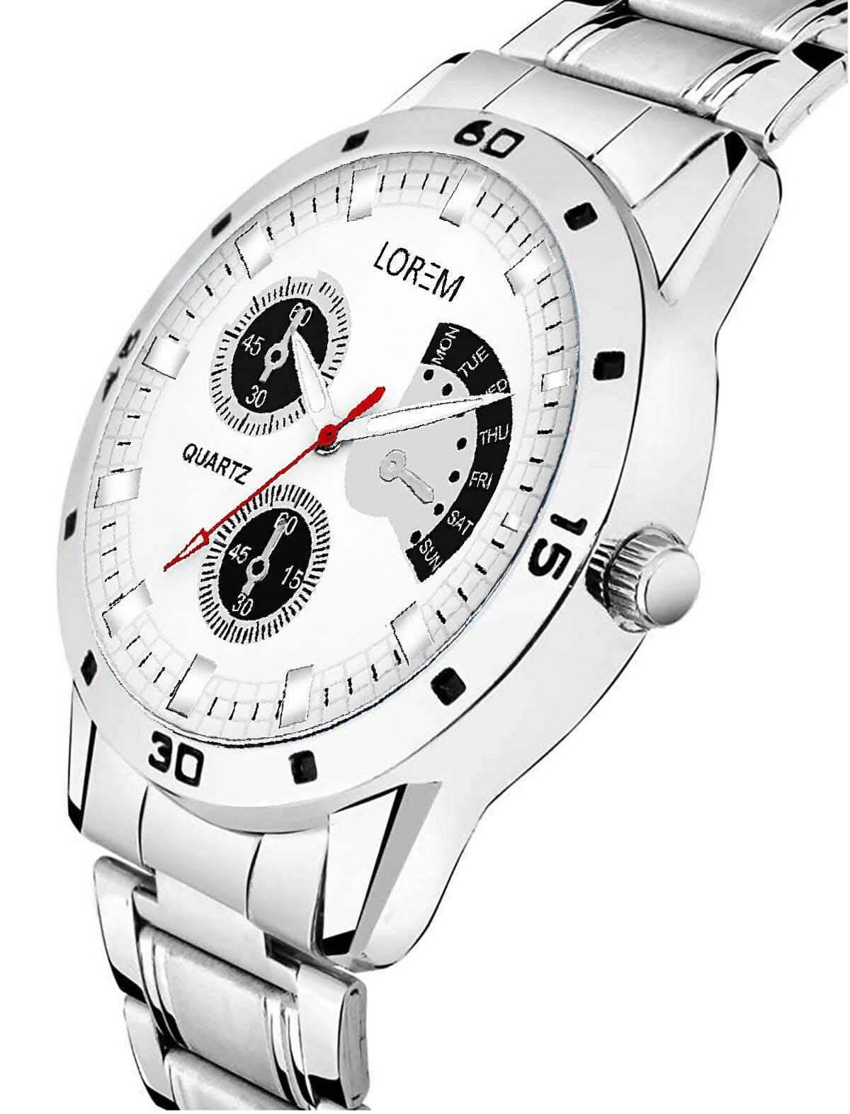 LOREM Silver Smiley Analog Watch For Men LR101 - HalfPe