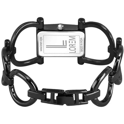 LOREM Black Trending Square Braclet Analog Watch For Women LR292 - HalfPe