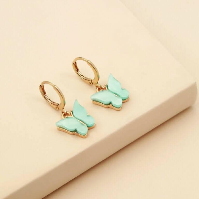 Pinapes elegant butterfly gold plated clip-on earrings for women and girls (Blue, pack of 2) - HalfPe