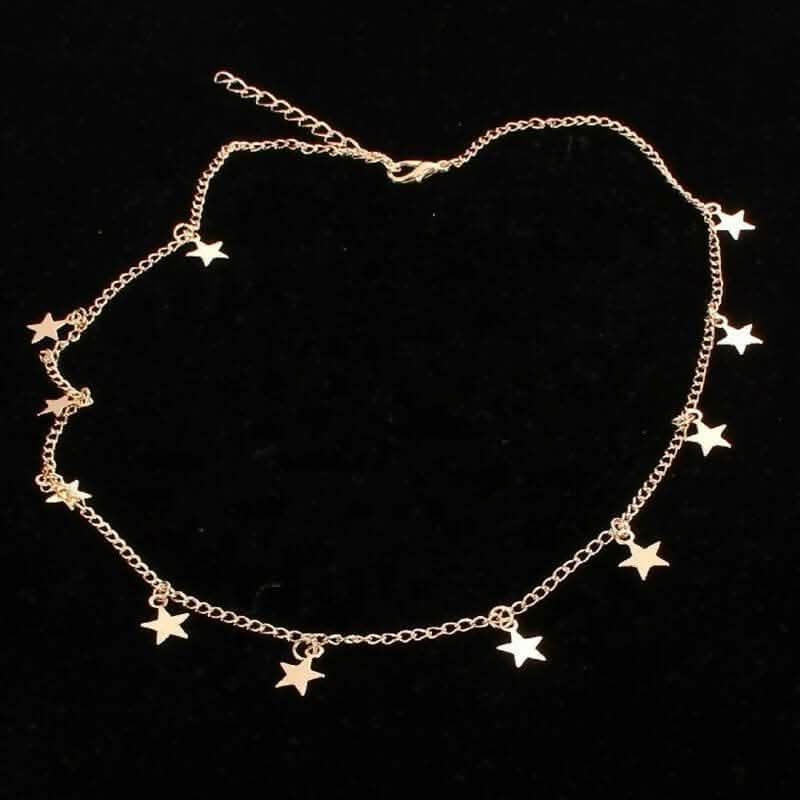 Pinapes Womens Golden Multistar Chain Necklace for Women And Girls - HalfPe