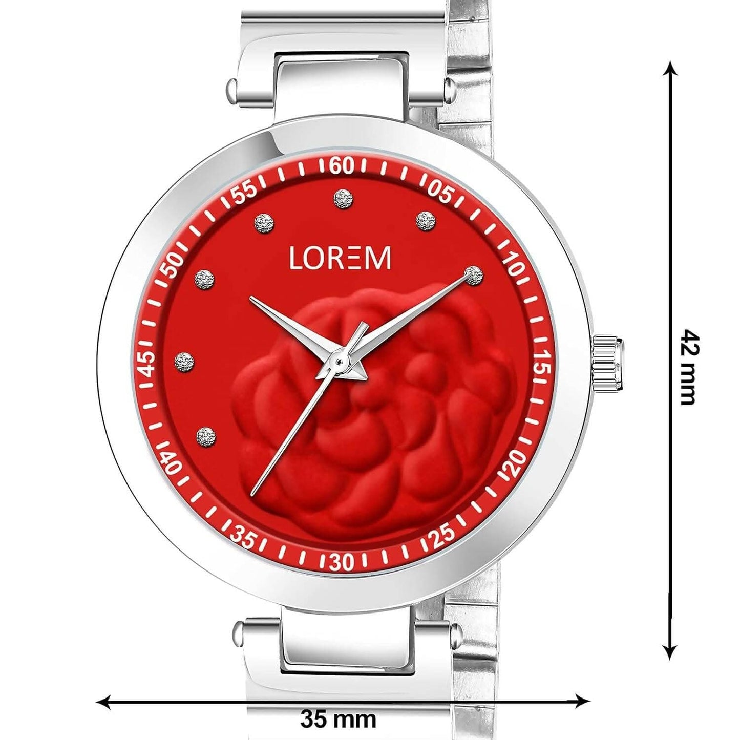 LOREM Red Fancy Analog Watch For Women LR317 - HalfPe