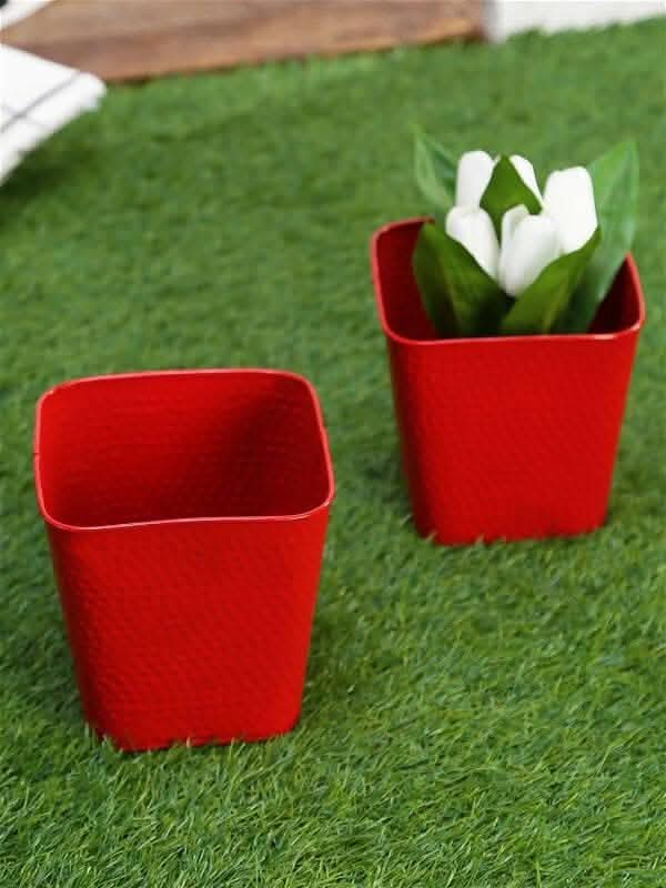 Embossed Pot Red (Set Of Two) - HalfPe