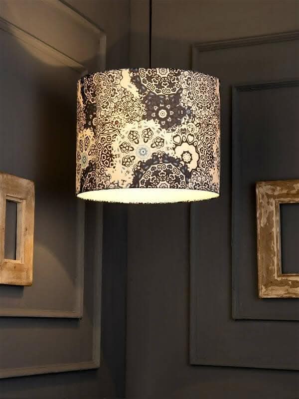 Blue Batik Print Round Hanging Shade - HalfPe