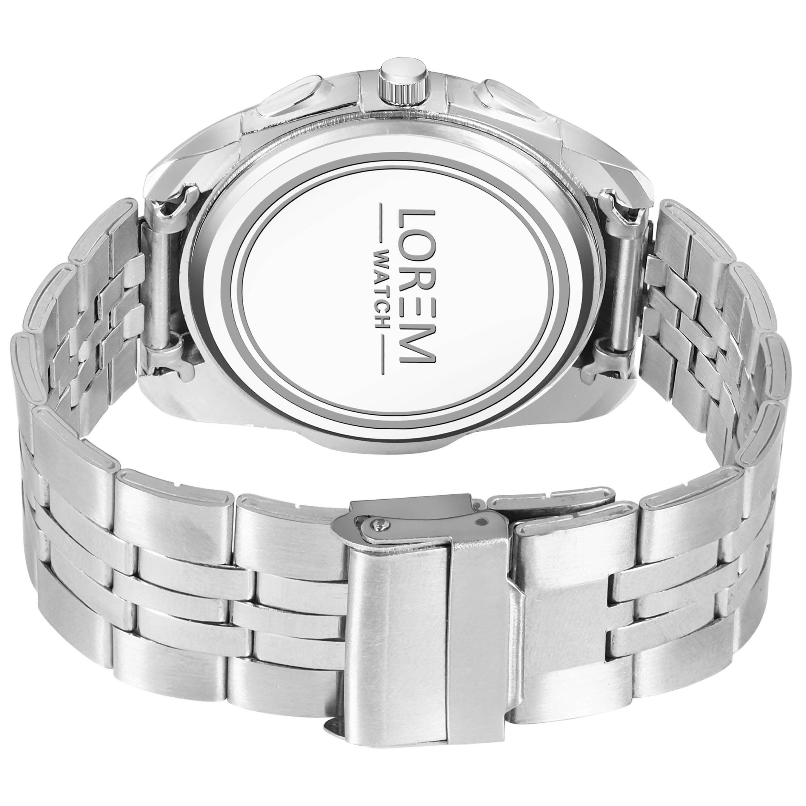 LOREM Blue 3D Roman Stainless Steel Analog Watch For Men LR126 - HalfPe