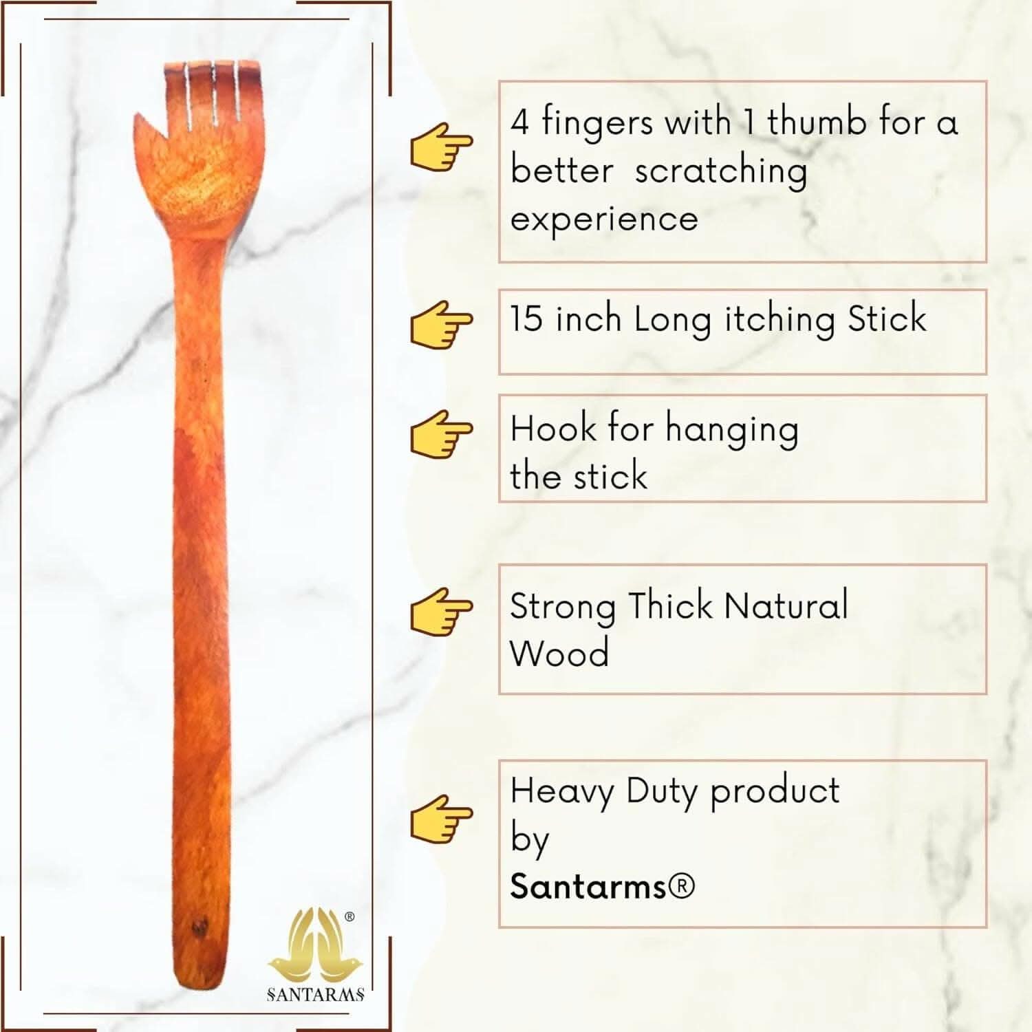 santarms wooden back scratcher itching hand stick (Pack of 3) - HalfPe