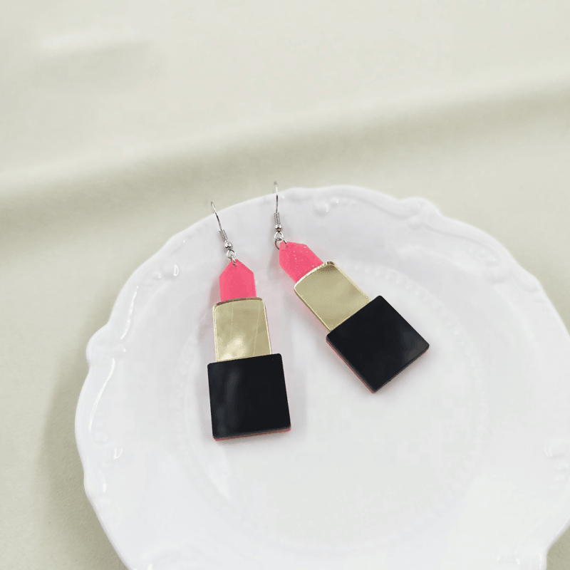 Pinapes fancy design lipstick shape earrings drop earrings - HalfPe