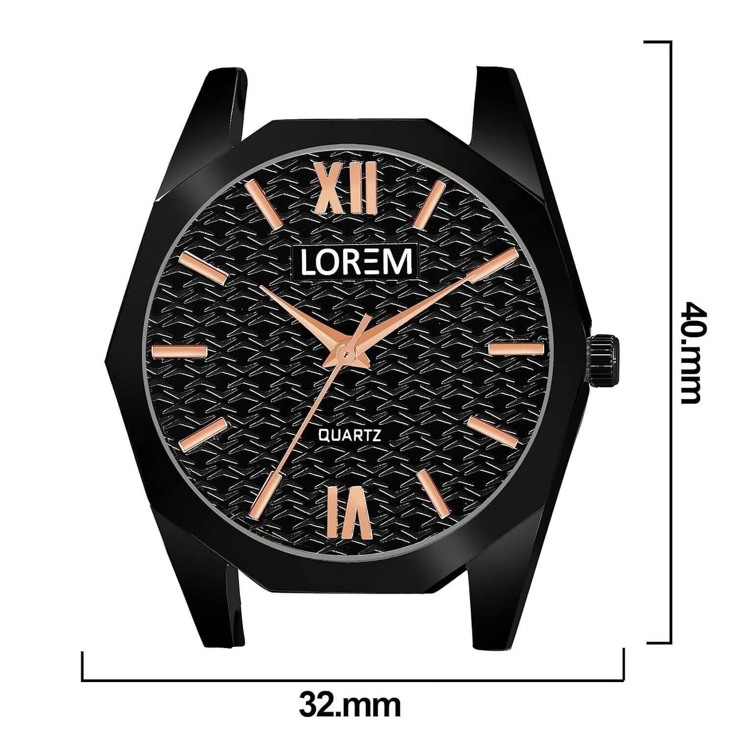 LOREM Black 3d embossed Dial Analog Watch For Women LR328 - HalfPe