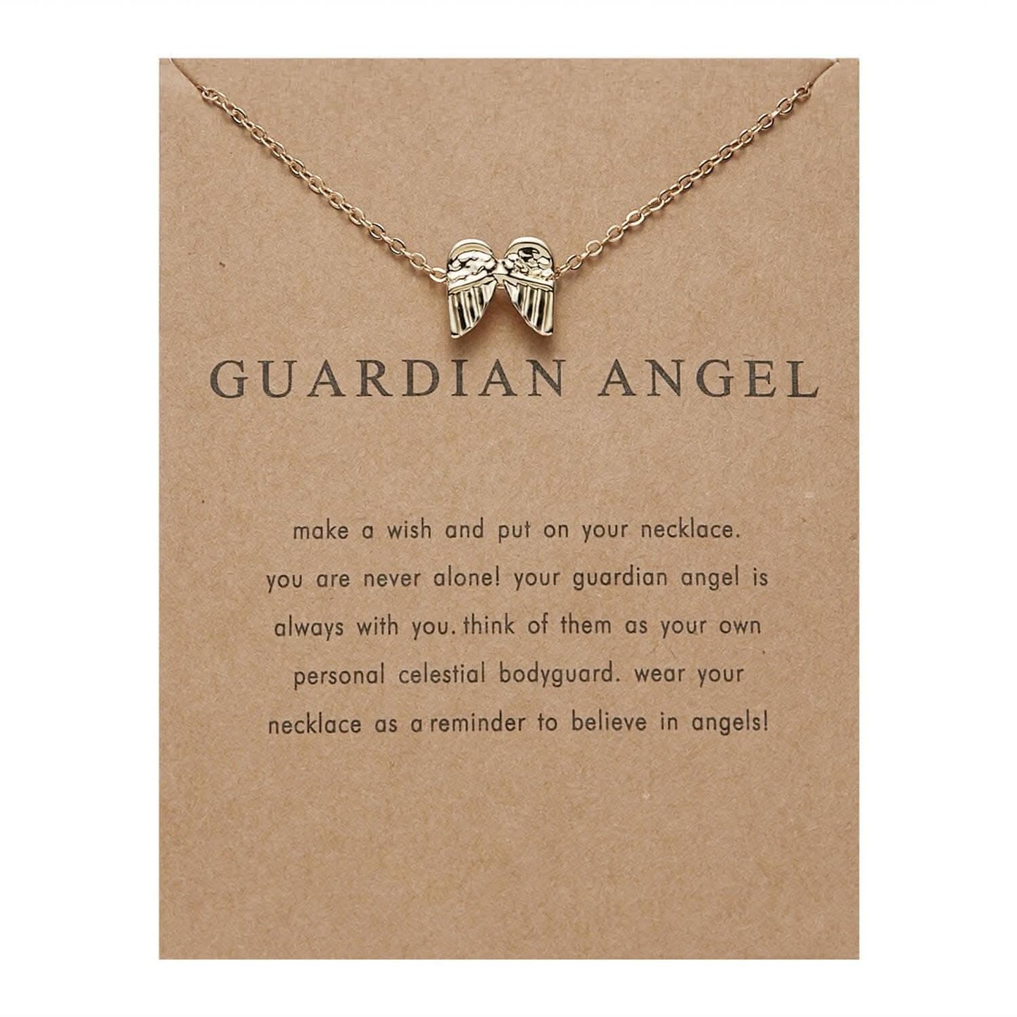 Pinapes Guardian Angel Charm Pendant Necklace with Wish Card for Women and Girls - HalfPe