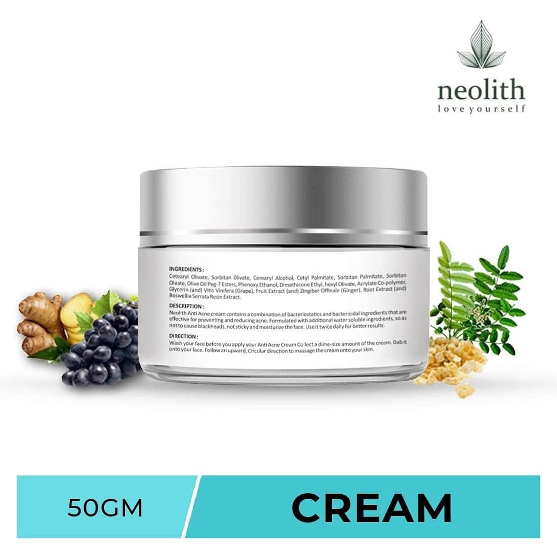 Anti acne cream : pimple & blemish treatment (50gm) | NEOLITH - halfpeapp