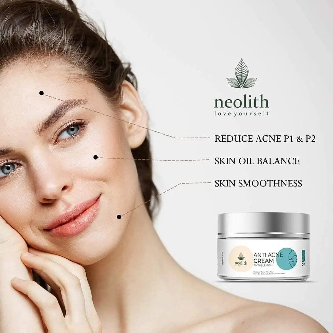 Anti acne cream : pimple & blemish treatment (50gm) | NEOLITH - halfpeapp