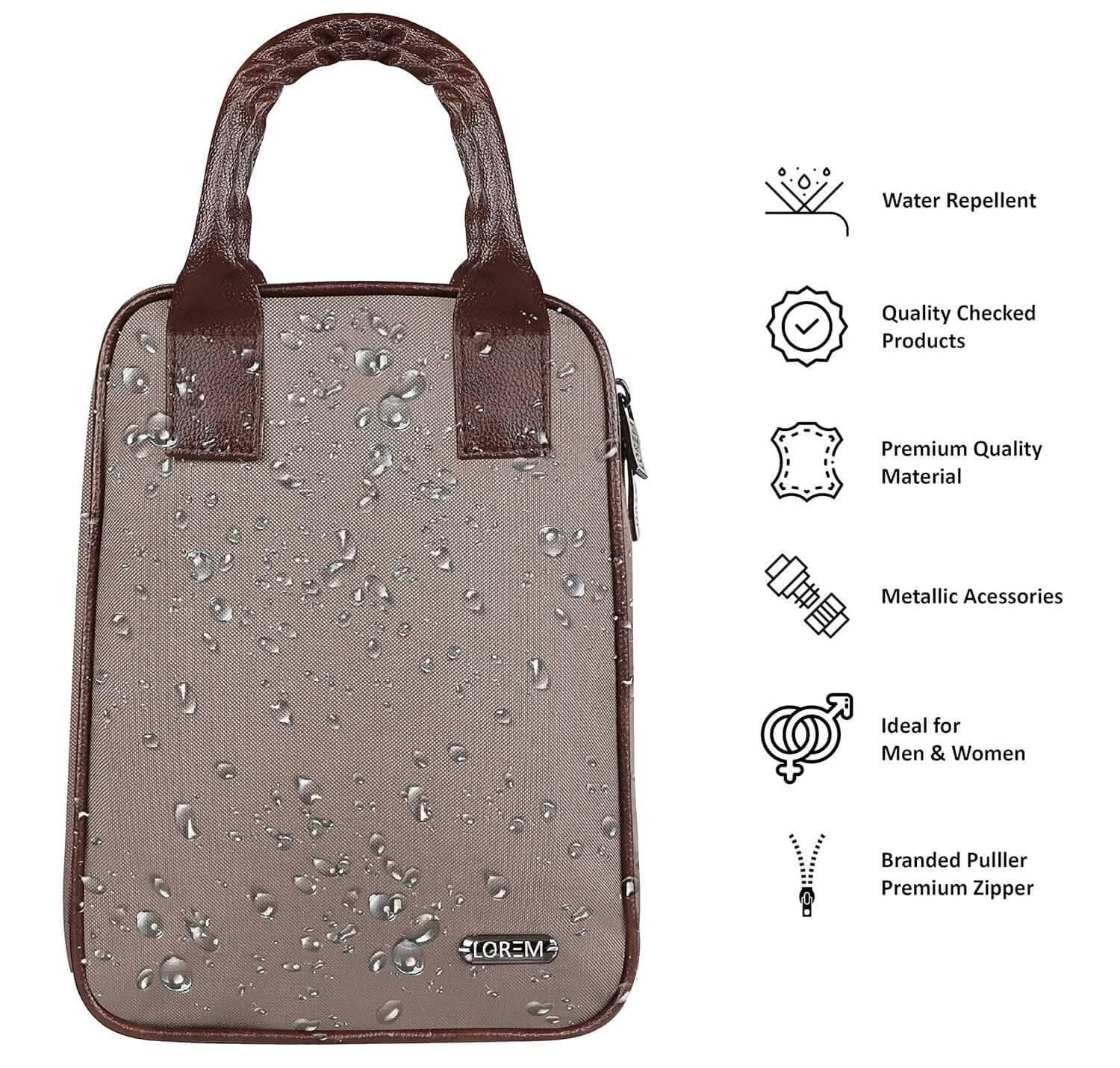 LOREM Casual Mink Grey PVC Coated Matty Insulated Tiffin Bag/Lunch Bag for Men & Women - HalfPe
