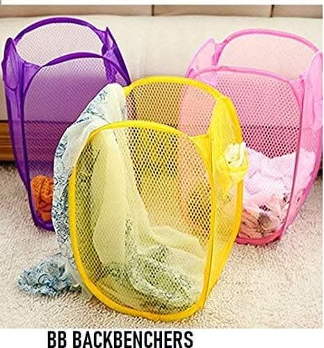 BB BACKBENCHERS Laundry Bag Foldable & Collapsible Basket ( pack of 3, multicolor ) - halfpeapp