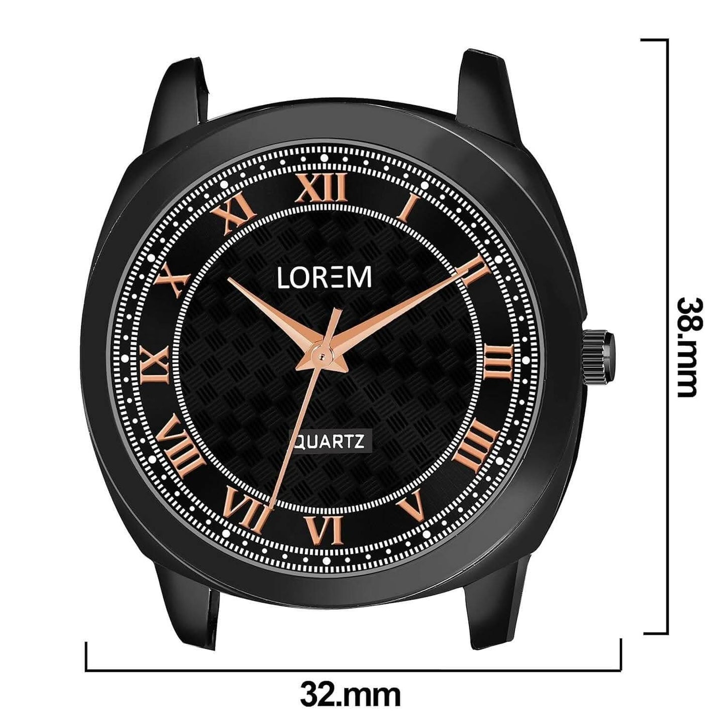 LOREM Black Cubic Designer Printed Dial Analog Watch For Women LR334 - HalfPe
