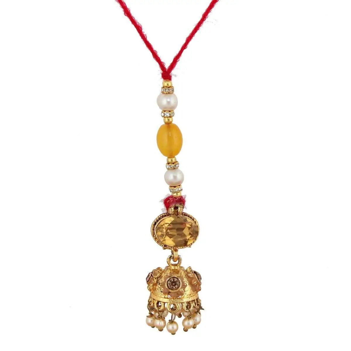 Designer Gold-Plated ferozi color meena thread rakhi (pack of 2)| LUCKY JEWELLERY - halfpeapp