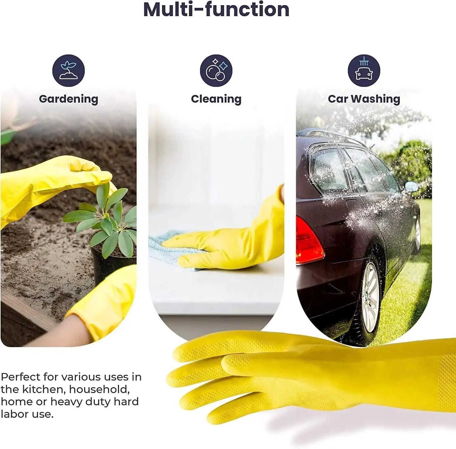 Hand cleaning gloves (yellow, large, 1 pair) - halfpeapp