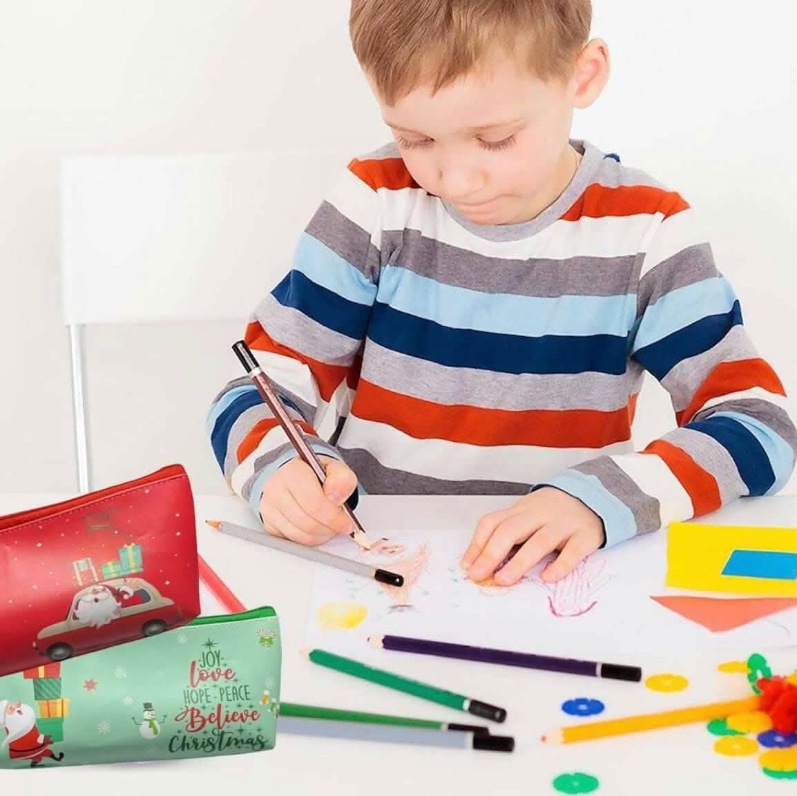 Le Delite Santa Claus Christmas Tree Xmas Theme Zipper Pouch 2 Piece (red & Green) - HalfPe