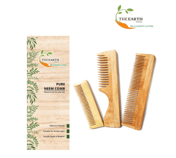 Kacchi neem wood comb (pack of 3) | THE EARTH TRADING - halfpeapp