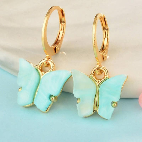 Pinapes elegant butterfly gold plated clip-on earrings for women and girls (Blue, pack of 2) - HalfPe