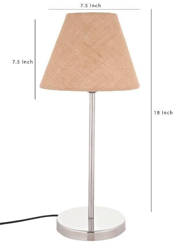 Metal Table Lamp With Brown Jute Shade - HalfPe