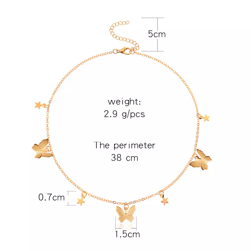 Pinapes Multiple Butterfly Star Necklace for girl And Women’s - HalfPe