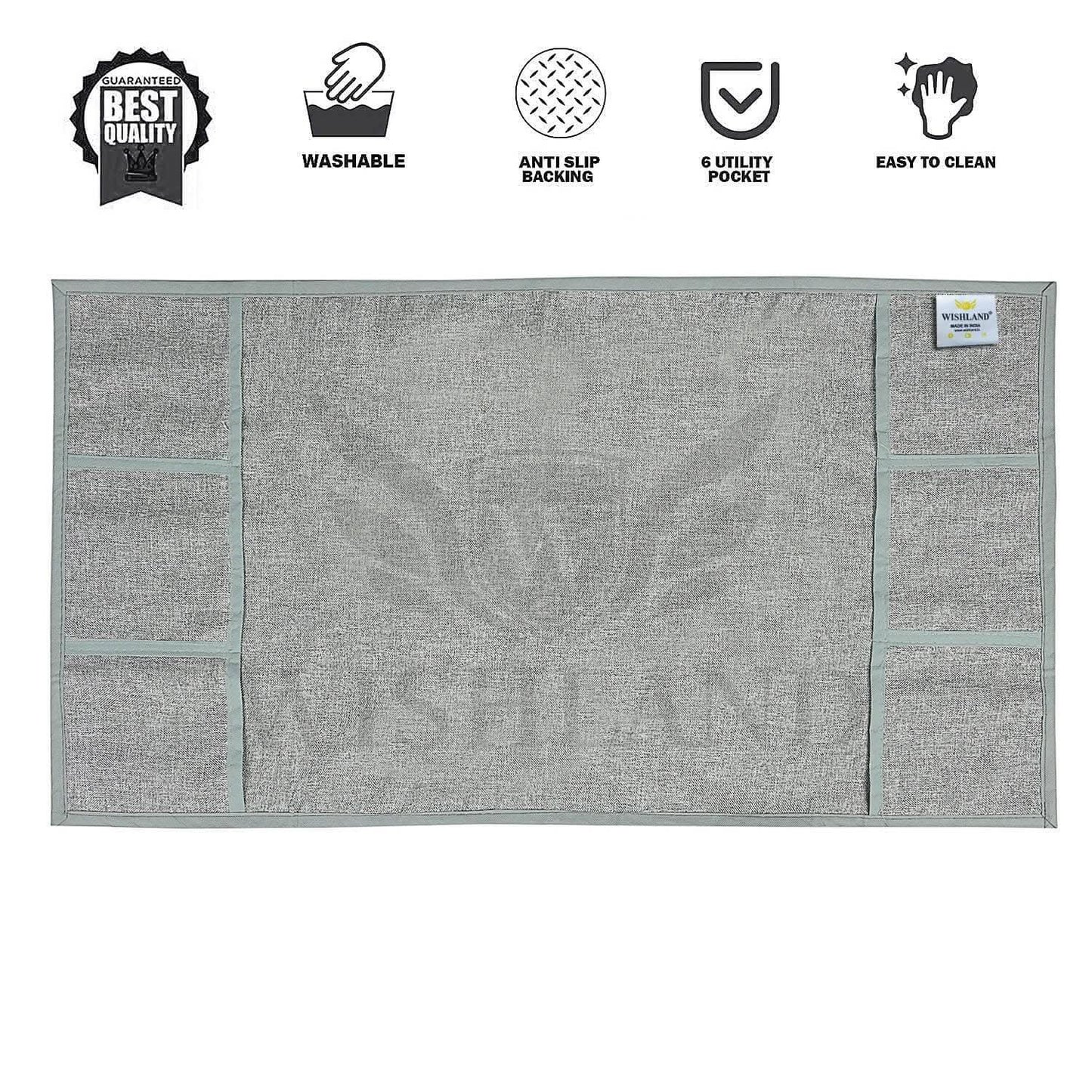 WISHLAND® Combo Pack of Fridge Top Cover with 6 Utility Pockets and Fridge Handle Cover(Size : 39X21 & 12X6 Inches, Set of 2 Pc, grey color) - HalfPe