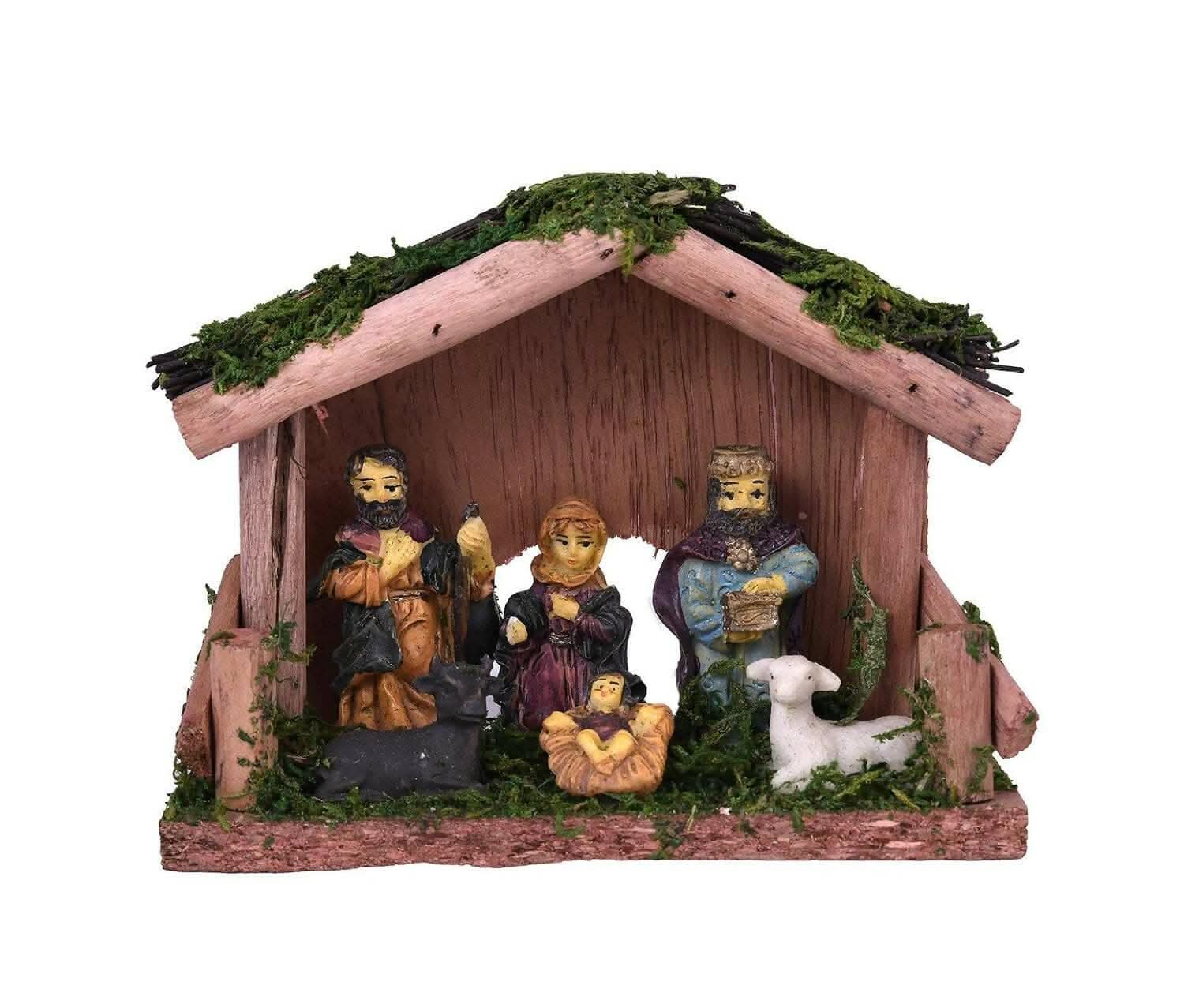 MANTOUSS Christmas Plum Cake Gift Hamper/Basket -Christmas Plum Cake(300gms),Christmas Nativity Jesus Family Statue, Santa Clause,scenetd Candle,Christmas Card,Christmas Tree Decoration Set,Santa Cap - HalfPe