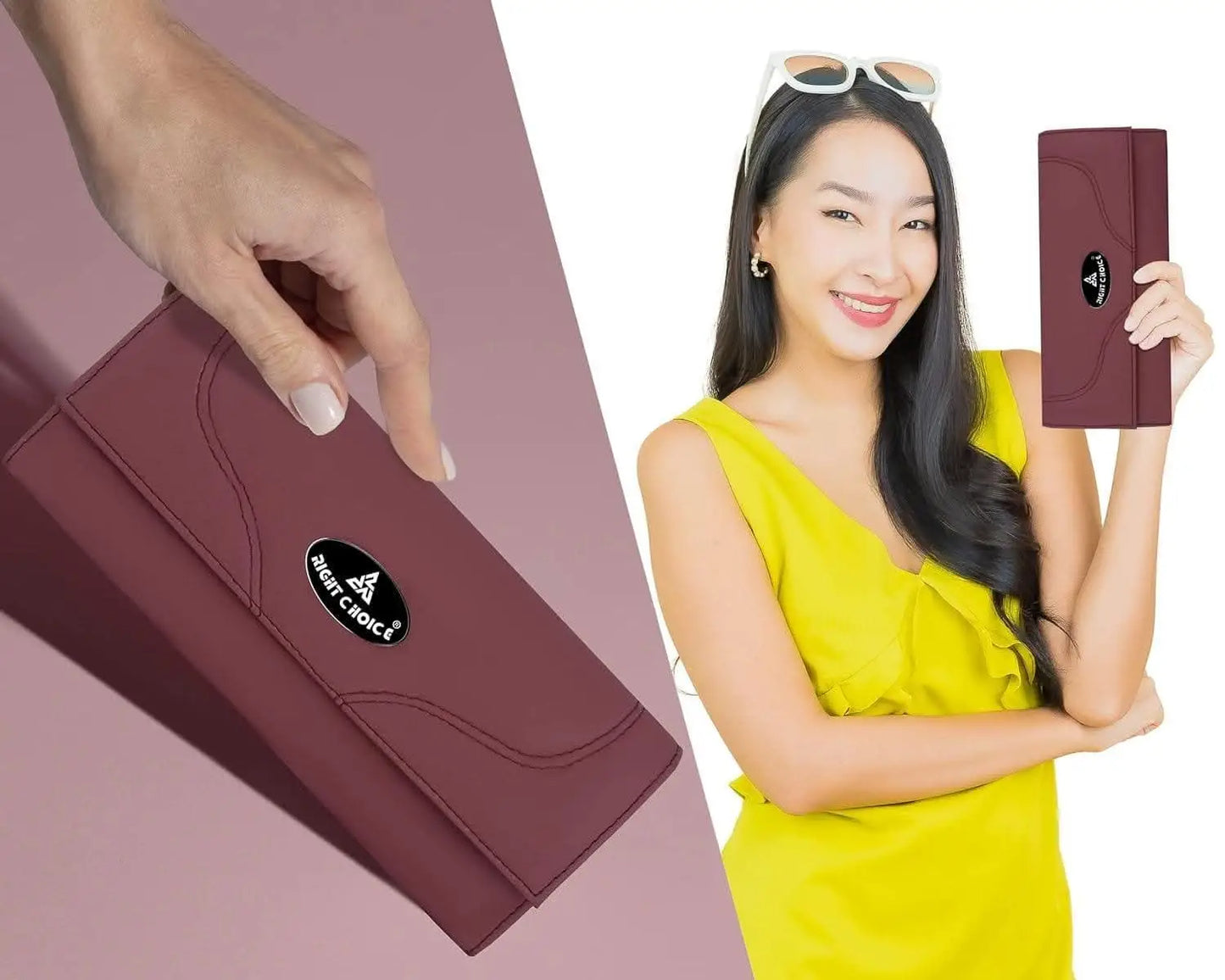 Right choice caual party hand clutch women wallet (brown) - halfpeapp