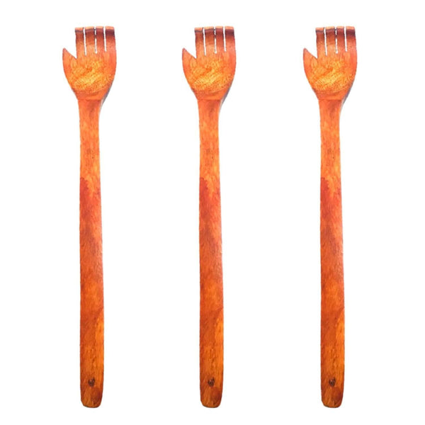 Santarms set of 3 - wooden back scratcher itching hand stick hand (wooden) - halfpeapp