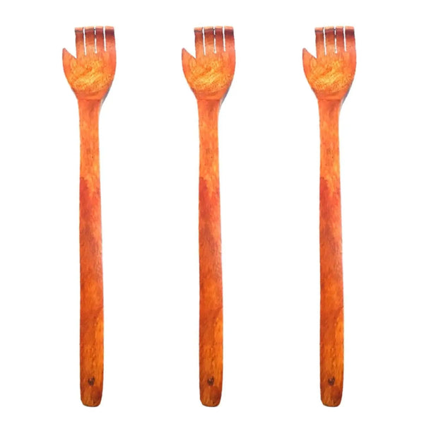Santarms set of 3 - wooden back scratcher itching hand stick hand (wooden) - halfpeapp