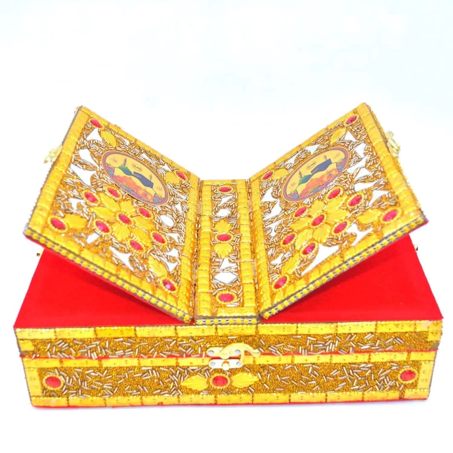 Santarms wooden quran rehal box rehal (golden) - halfpeapp