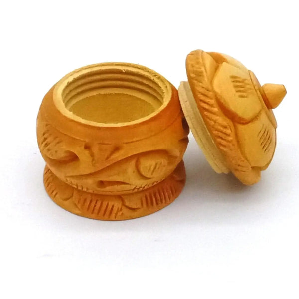 Santarms wooden sindoor box (brown) - halfpeapp