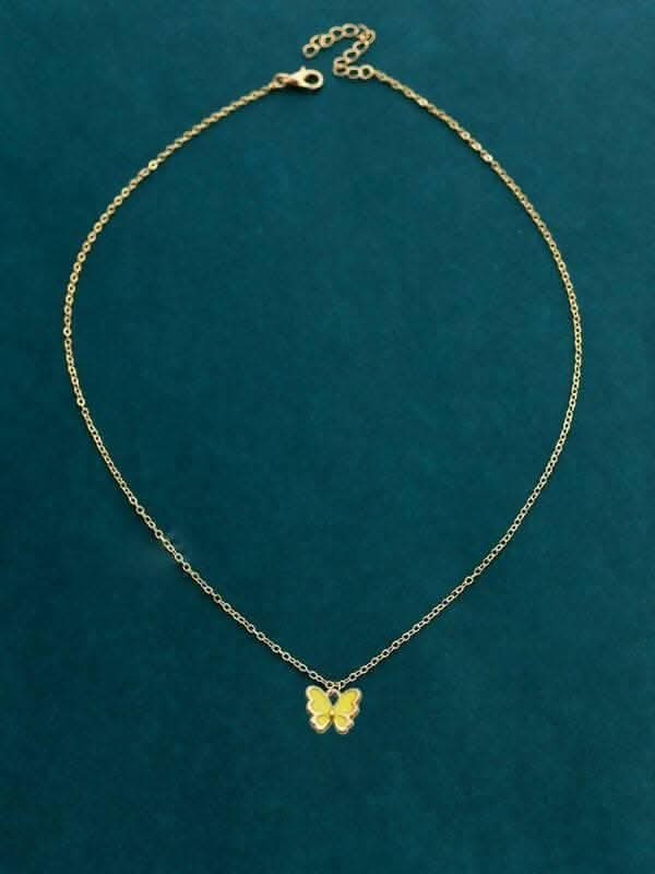 Pinapes Beautiful Butterfly Pendant Necklace (Yellow)(Pack of 2) - HalfPe