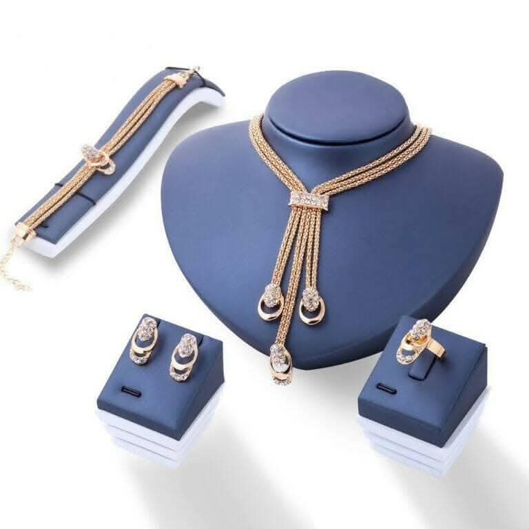 Pinapes Stunning AD Vintage Statement Necklace Earrings Bracelet Ring for Women/Girls - HalfPe