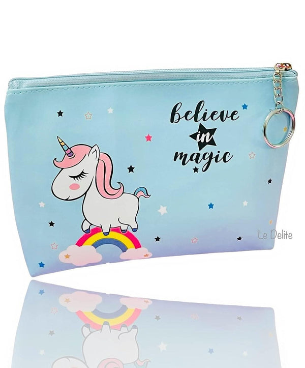 Unicorn makeup pouch vanity case (blue) - halfpeapp