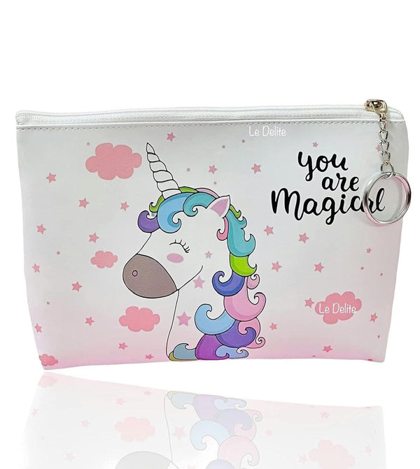 Unicorn makeup pouch vanity case (white) - halfpeapp