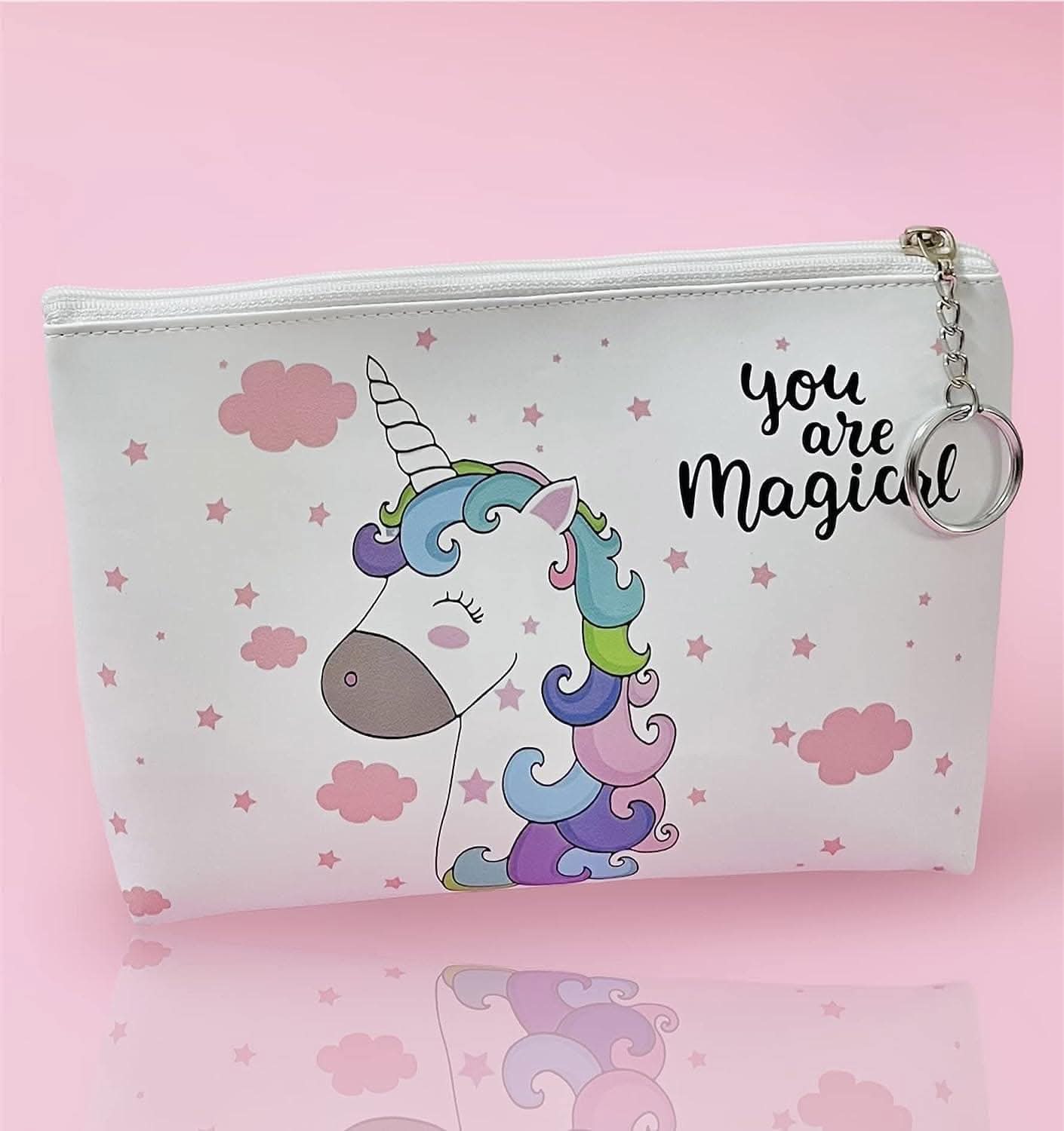 Unicorn makeup pouch vanity case (white) - halfpeapp