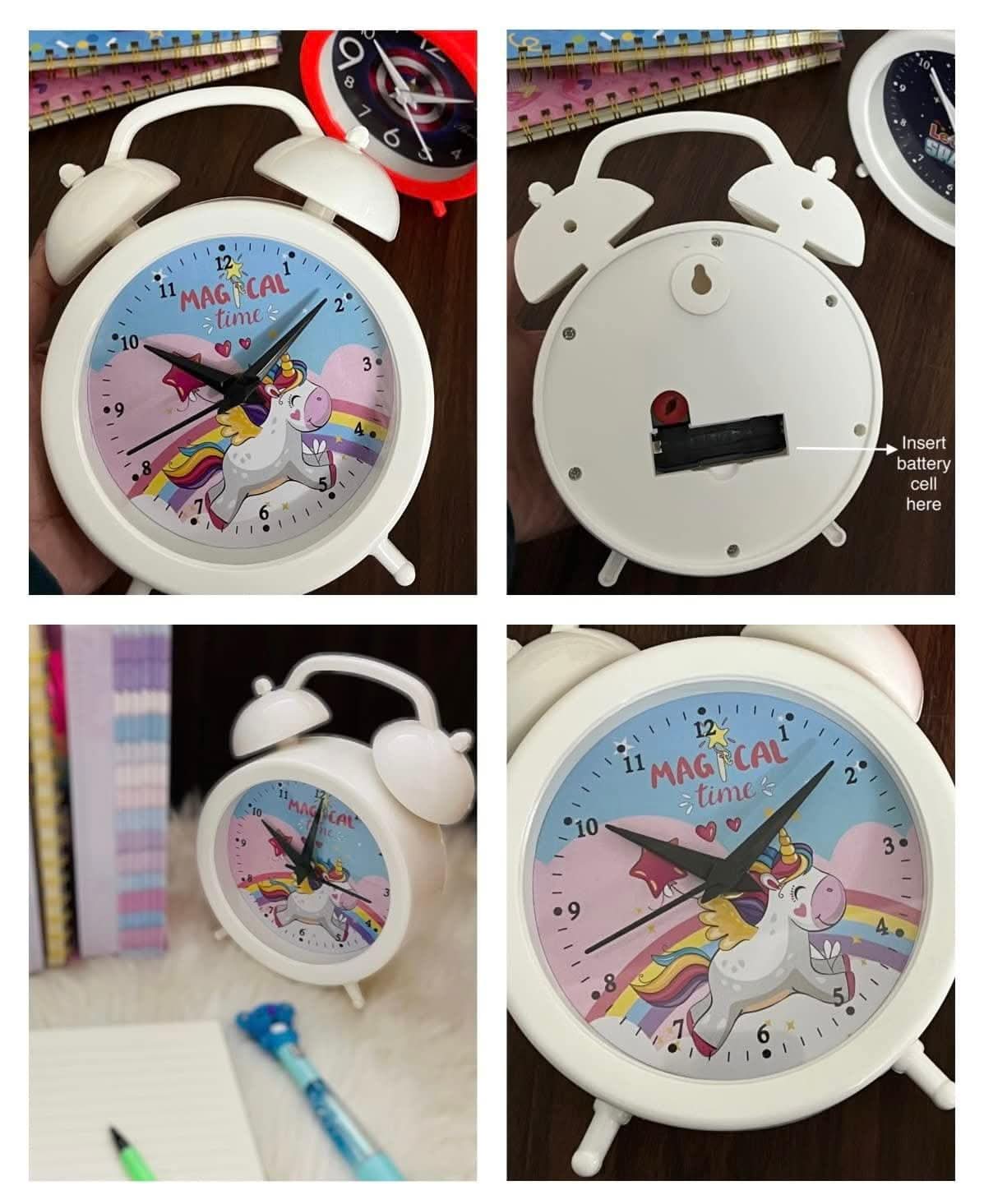 Unicorn theme clock , diary with gel pen - halfpeapp