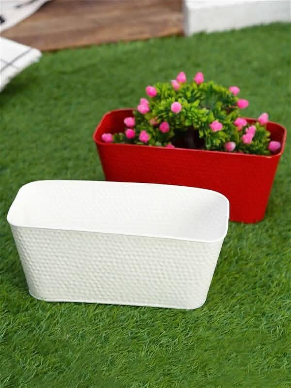 Embossed Pot Red & White ( set 0f 2) - HalfPe